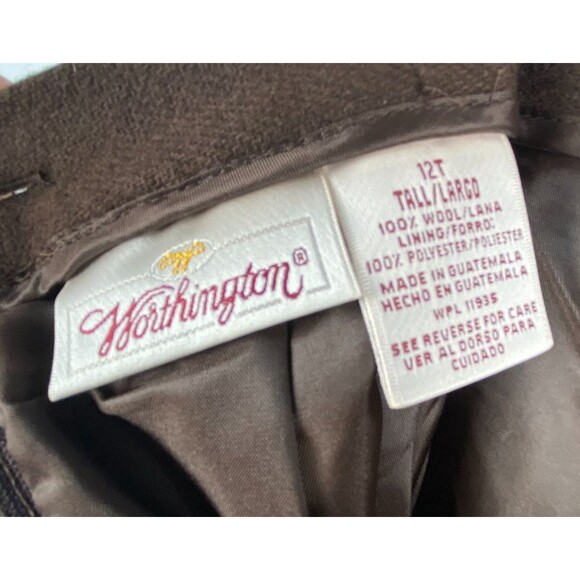 NWT Vtg Worthington Skirt Womens 12 TALL Brown 100% Wool Pencil Classic Retro - Picture 10 of 11